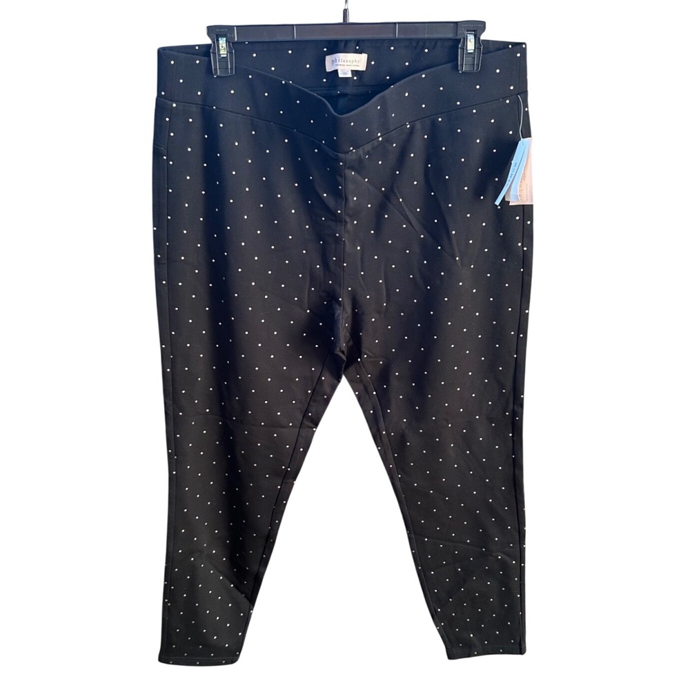 Philosophy Woman Black Polka Dot Pull On Tapered Pants Plus Size 2X NWT